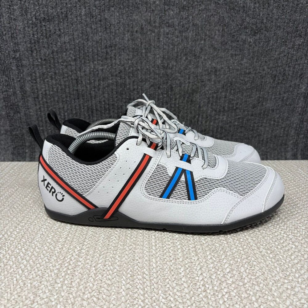 Xero Prio Barefoot Minimalist Zero Drop Athletic Shoes Lunar Grey Blue Red Sz 11
